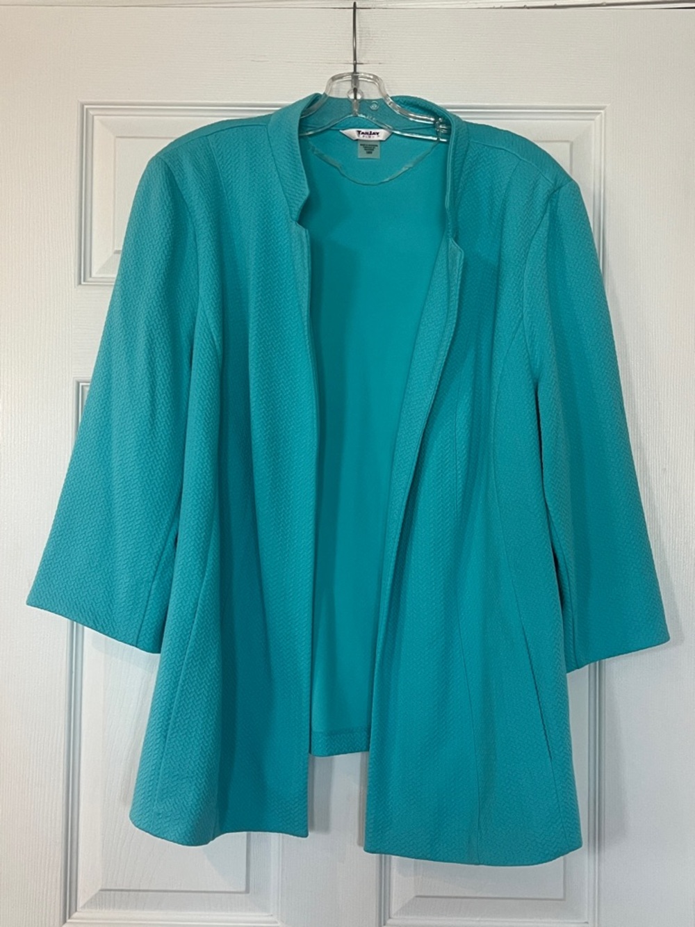 TanJay Teal Open-Front Blazer